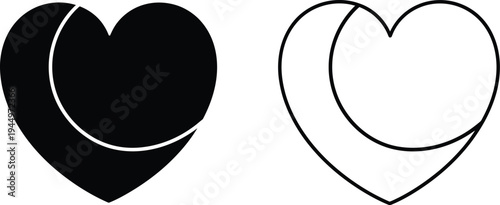 Black and white hearts interlocking love symbols Vector