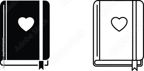 Heart book love romance novel Vector