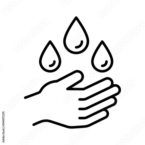 Washing hands icon set. Sanitizer, kills bacteria, germ, antiseptic, antibacterial. Wash hands rinse water drop. Keep hands clean, fresh, moisturize, smooth, soft, gentle symbol. Vector illustration.