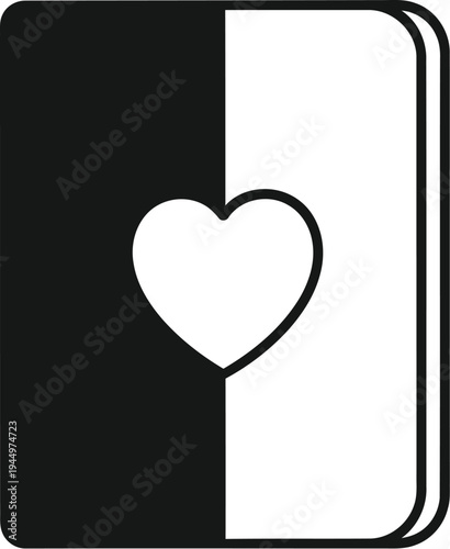 Black and white playing card heart symbol Vector