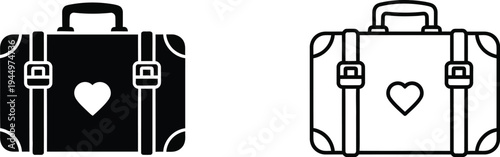 Love travel suitcase icon set Vector