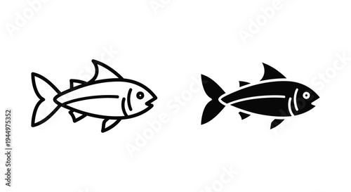 Fish Icon Set Seafood Marine Life Commercial Graphic