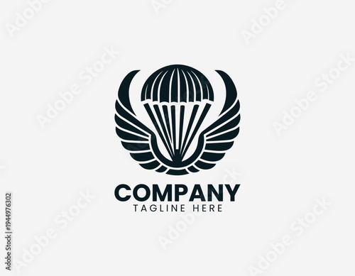 Parachute wings airborne aviation insignia in clean modern vector illustration style