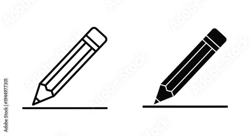 Pencil Writing Line Icon Black White