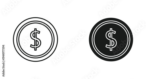 Dollar Coin Icons Finance Symbol