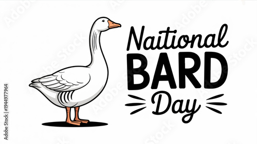 National bard day illustration with goose and festive text on white background