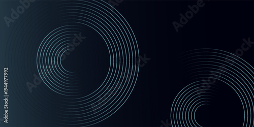 Blue abstract background with glowing circles. Swirl circular lines pattern. Geometric spiral. Twirl element. Modern graphic design. Futuristic technology concept.