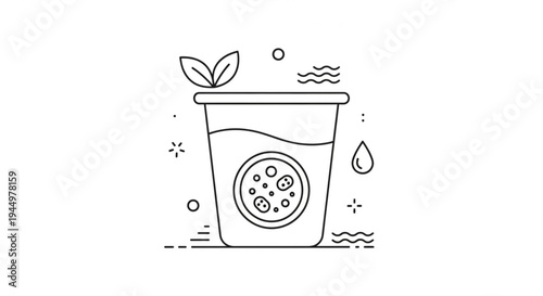 Compost in a biodegradable cup with a green leaf sprouting on top symbolizing eco friendly waste management and sustainable living practices