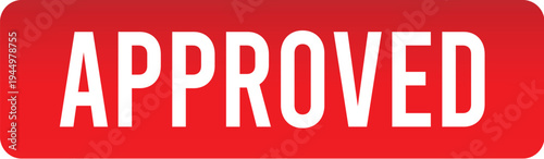 Approved Red Status Stamp Button Bold White Text Minimal Verification Badge