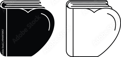 Heart shape book and mug Vector