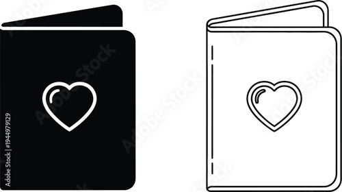 Heart book love romance Vector