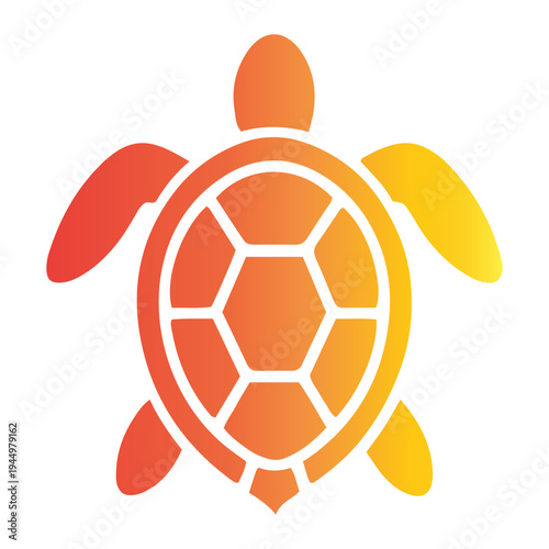 An abstract and colorful tropical sea turtle graphic, representing ecological harmony and serene aquatic environments, ideal for branding and thematic designs