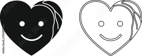 Black and white heart faces illustration Vector