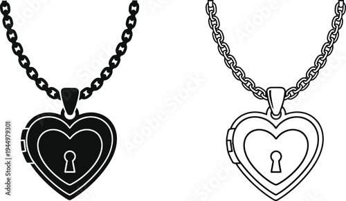 Heart lock necklace jewelry Vector