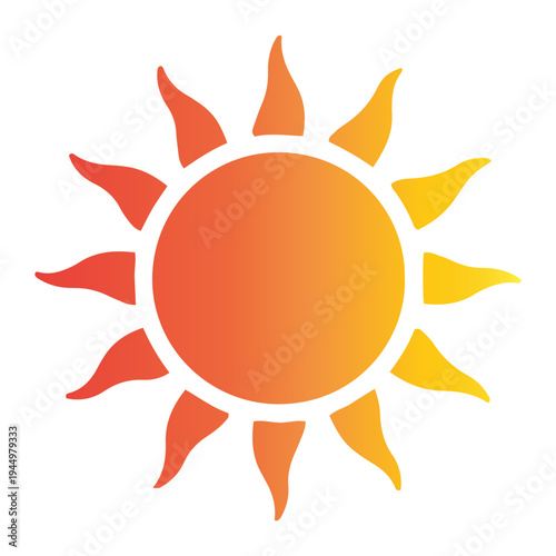 Vibrant gradient sun icon radiating warmth and energy, symbolizing tropical getaways, bright summer days, and endless vacation bliss for an inviting atmosphere