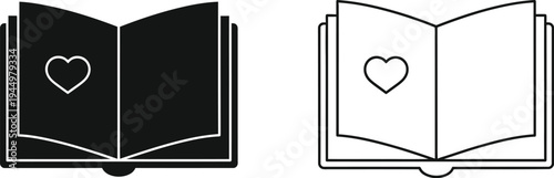 Heart book love reading symbol icon Vector