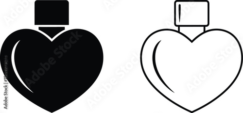Heart shaped perfume bottles black and white Vector