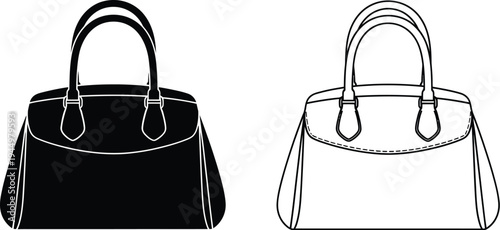 Black and white handbag illustration Vector