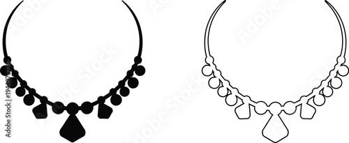 Black and white necklace illustration Vector