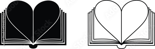 Heart shaped books love reading symbol Vector