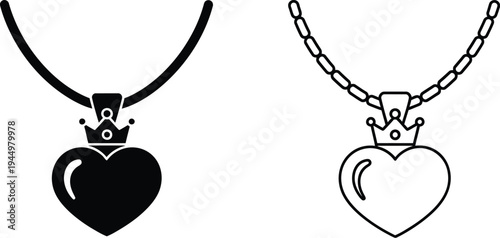 Crown heart necklace vector Vector