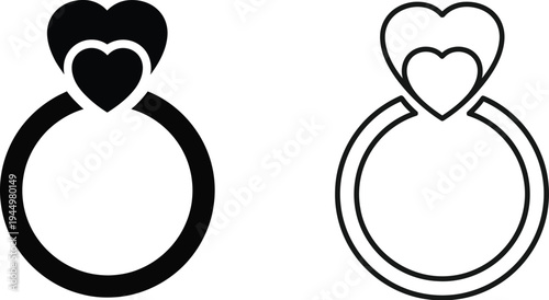 Heart shaped wedding ring couple love Vector