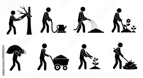 Gardening Activities Silhouette Set