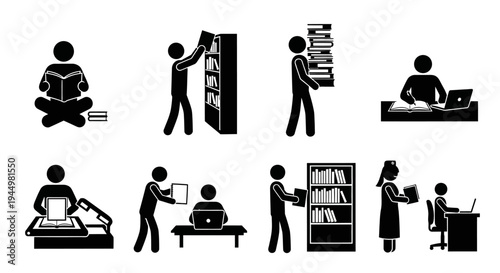 People In Office And Library