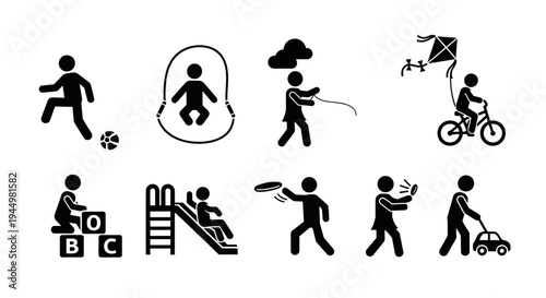Stick Figures of Children Playing