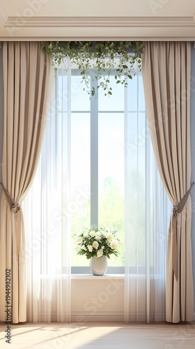 window curtains flowers booth poster background