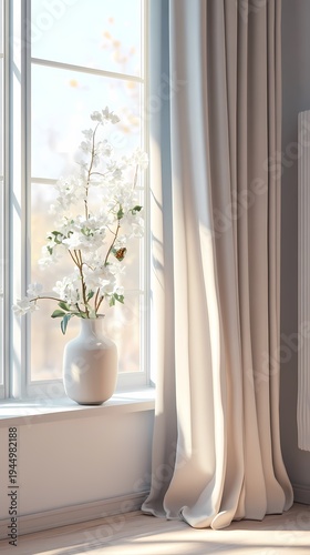 window curtains flowers booth poster background