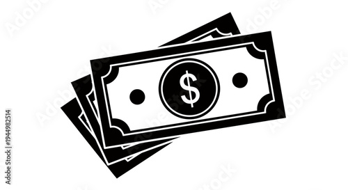 Stack of Cash and Dollar Bills Illustration Showing Money and Wealth.
