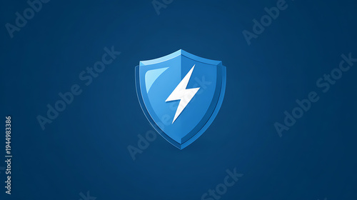 Free Download Blue shield logo with lightning on dark background - GFXLoad