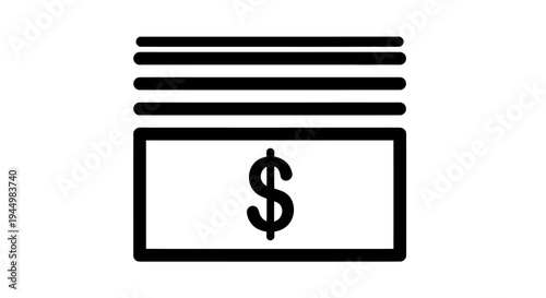 Minimalist cash and payment icon representing money transaction and business finance.