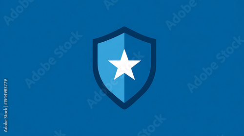 Free Download Blue shield logo with star on solid blue background - GFXLoad