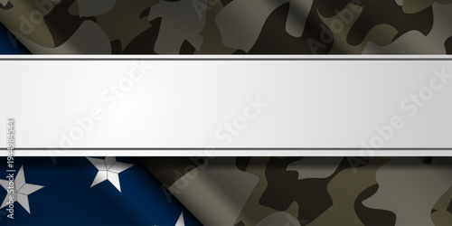 Military Appreciation Month. Army uniform and area for text. Great for posters, banners, social media and more. Black background. 