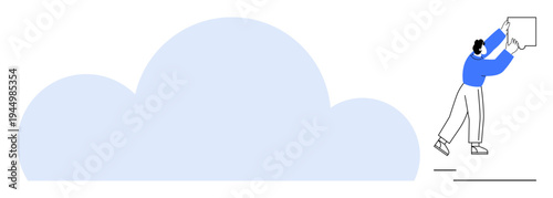 Cloud storage concept. Cloud technology supports data management and seamless sharing. Cloud reduces storage barriers and enhances online communication. For IT, collaboration, tech innovation