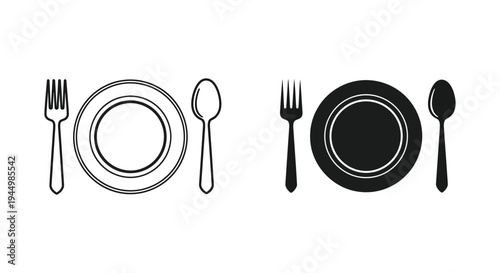 Cutlery Plate Icons Restaurant Service