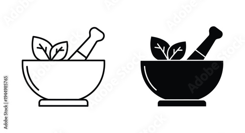 Mortar Pestle Herbs Icon Commercial Use