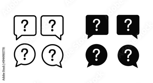 Question Marks Speech Bubbles Inquiry Icons Commercial