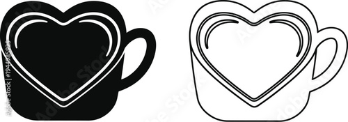 Heart coffee cup love icon Vector