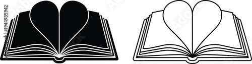 Heart book love reading symbol Vector