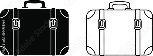 Black and white suitcase illustration Vector