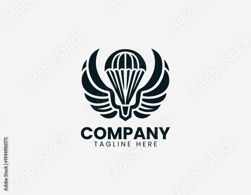 Parachute wings airborne aviation insignia in clean modern vector illustration style