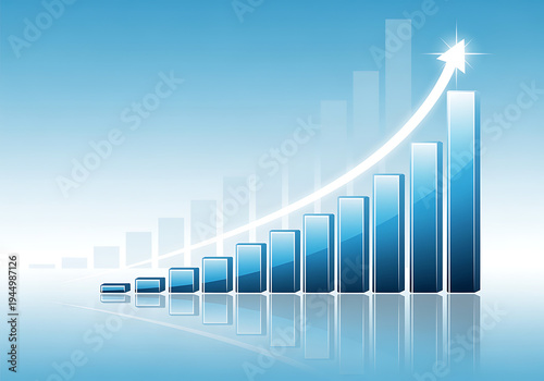 A 3d graph showing a rising trend with a steep upward curve at the end