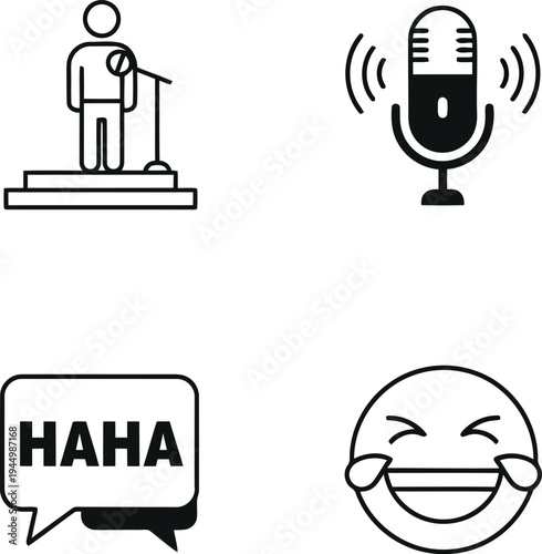 Stand Up Comedy and Podcast Entertainment Media Icons for Live Events