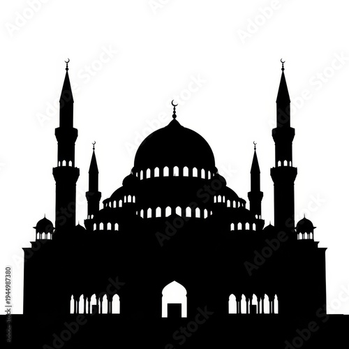 Exterior View of a Mosque Silhouette at Dusk