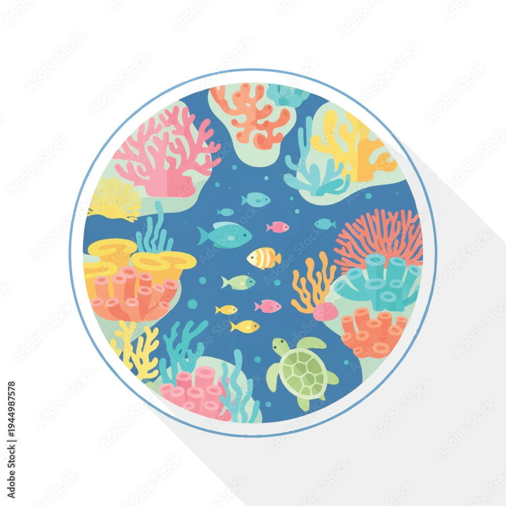 Fototapeta premium Colorful Coral Reef Fish Scene Illustration.