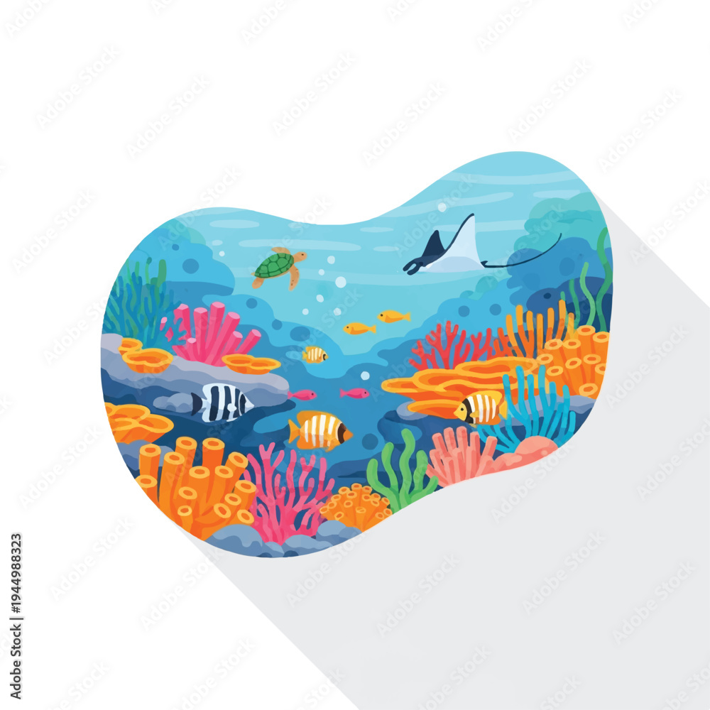 Fototapeta premium Colorful Coral Reef Illustration Design.