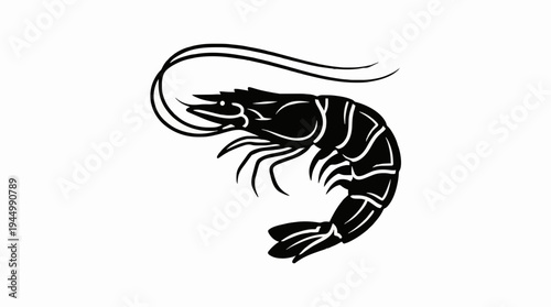 Minimalist Shrimp Silhouette Monoline Vector for Seafood Restaurant Logo